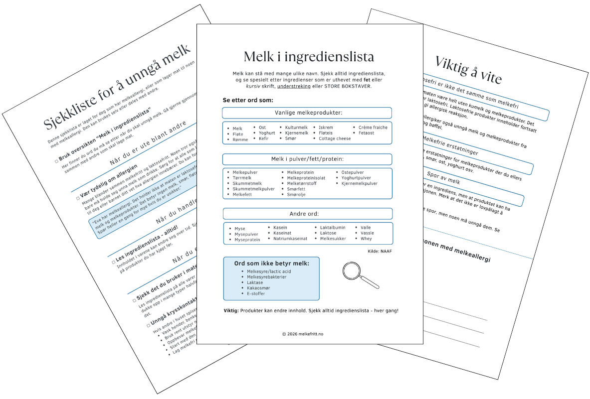 Bilde av sjekkliste for å unngå melk